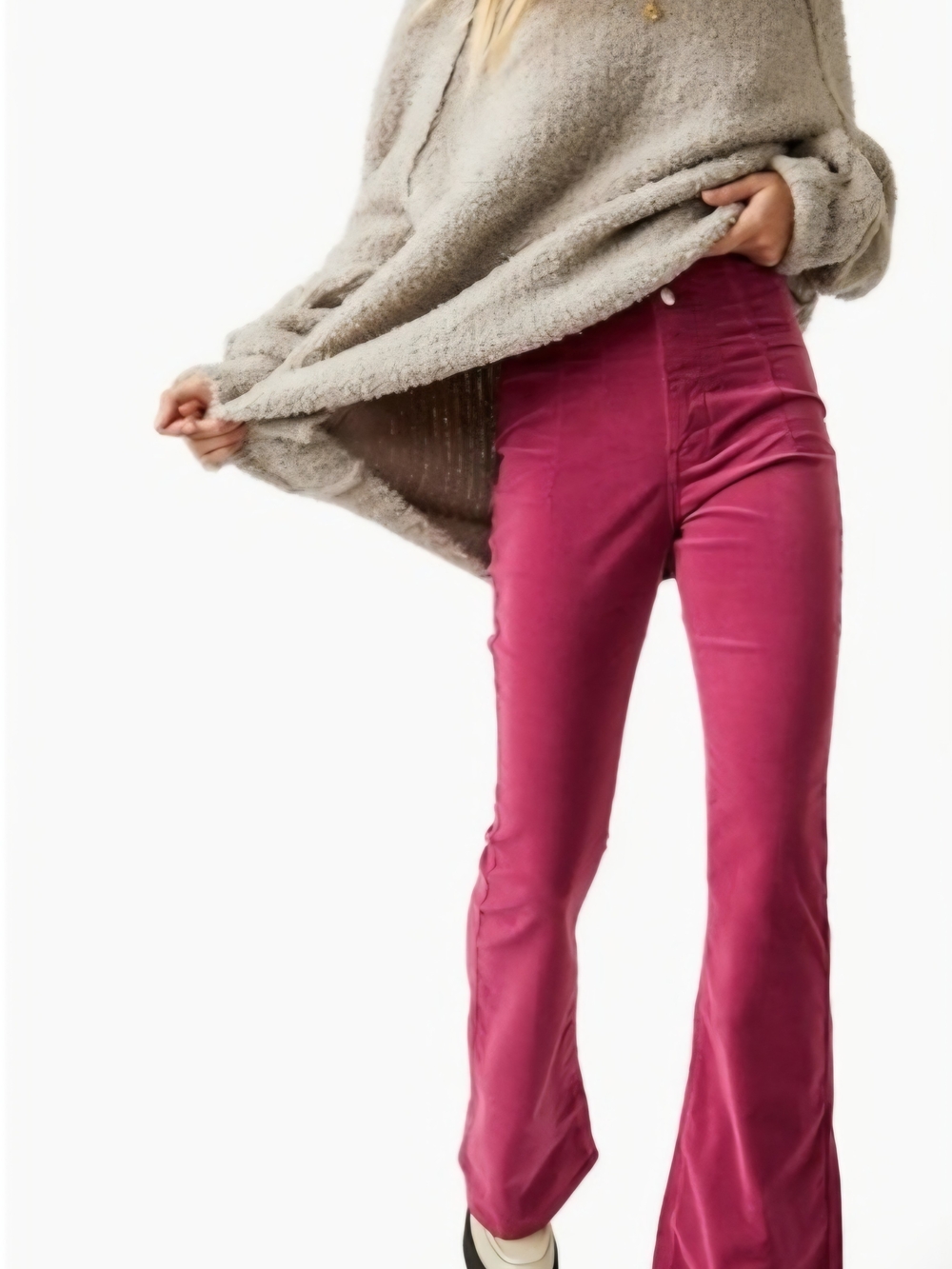 We The Free Magenta High-Waist Flare Pants Red Curduroy 29